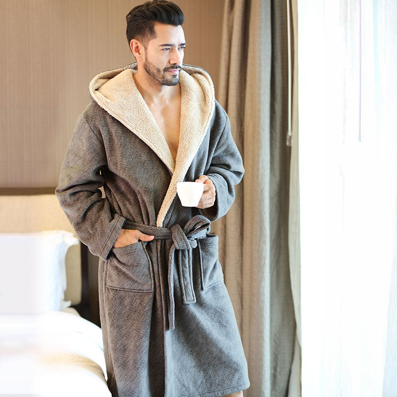 Shawl Collared Solid Winter Pajama Robe