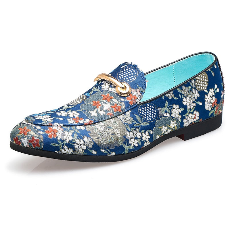 Oriental Floral Embroidery Men Formal Loafers