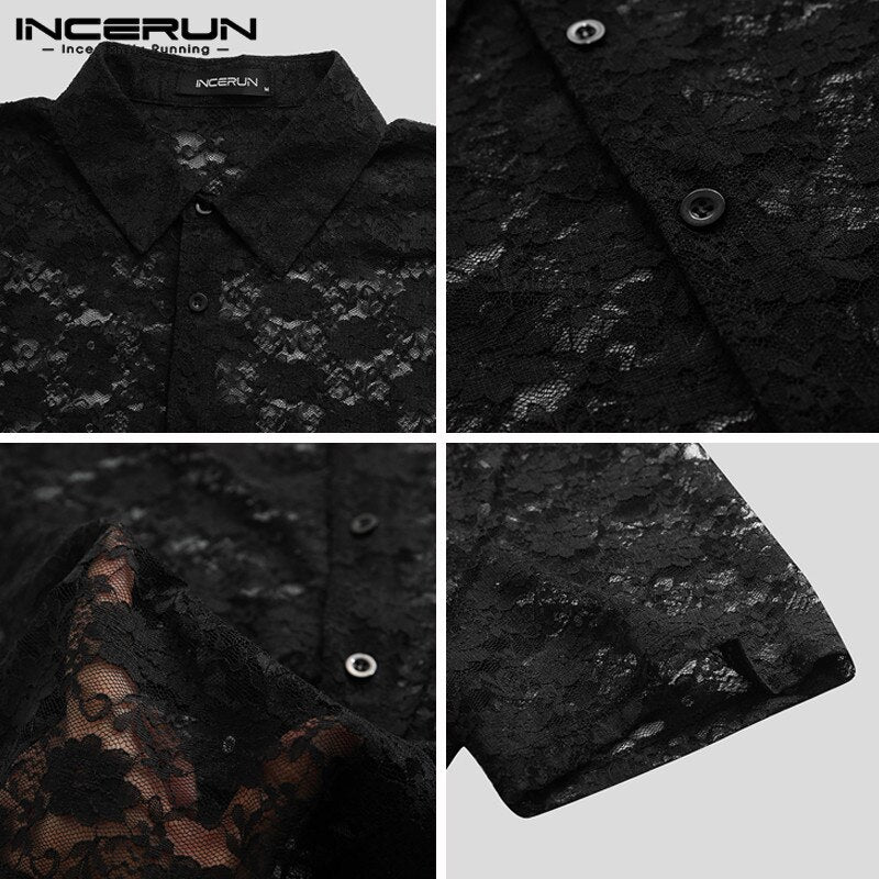 Mesh See Through Flower Style Shirt