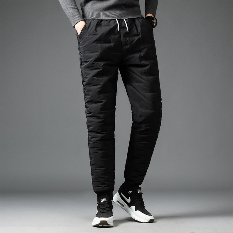 Comfortable Black Winter Down Jogger Pants