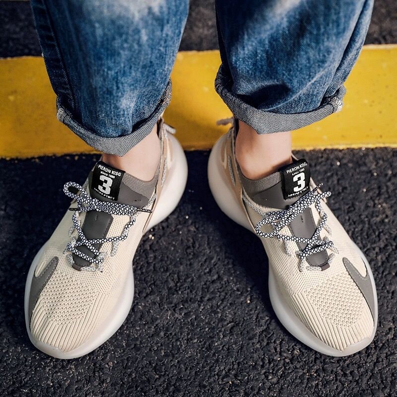 Knit Mixed Color Breathable Running Sneakers