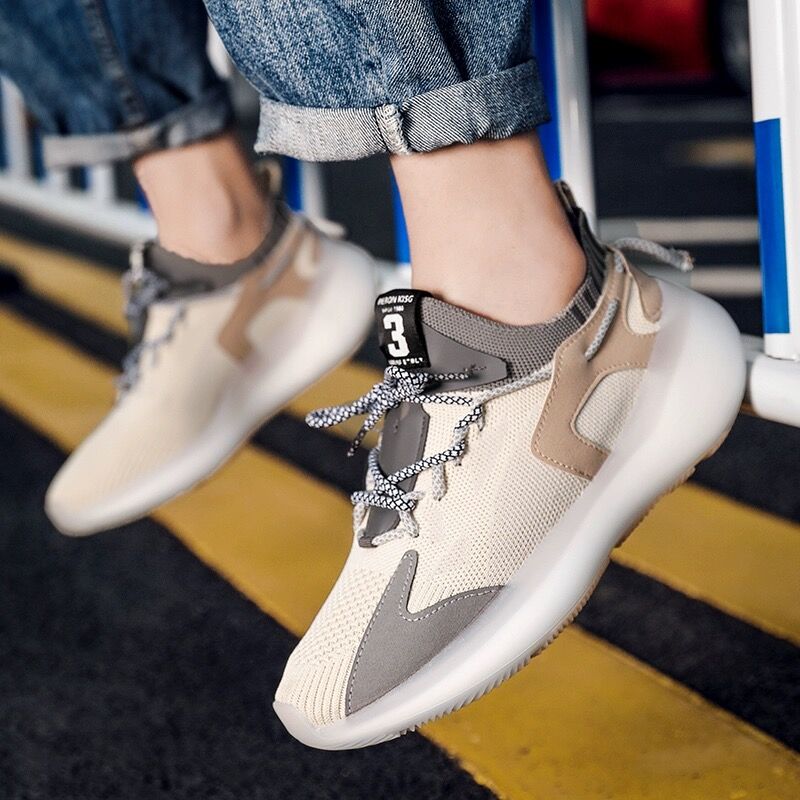 Knit Mixed Color Breathable Running Sneakers