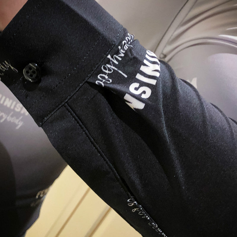 Long Sleeve Multicolor Gradient Slim Fit Men Shirt