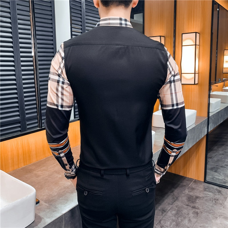 Casual Lux Pattern Slim Fit Long Sleeve Casual Men Shirts