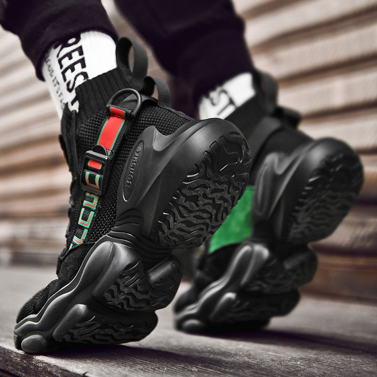 Chunky Mesh High Top with Buckle Strap Casual Men Sneaker