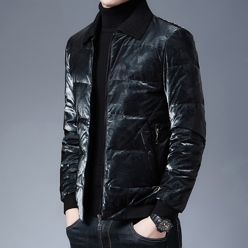 Subtle Letters Printed Down Parka Jacket