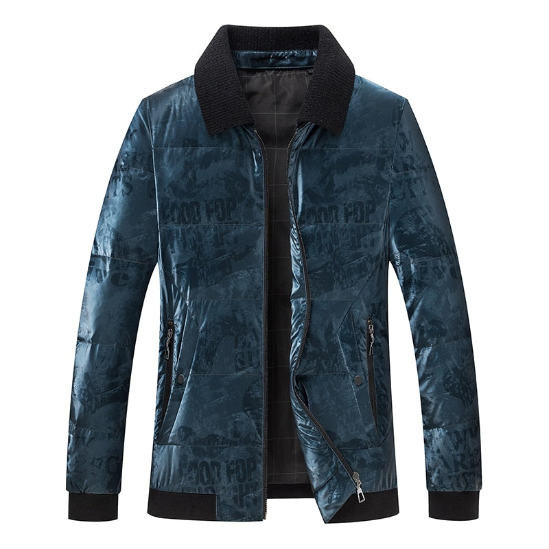 Subtle Letters Printed Down Parka Jacket