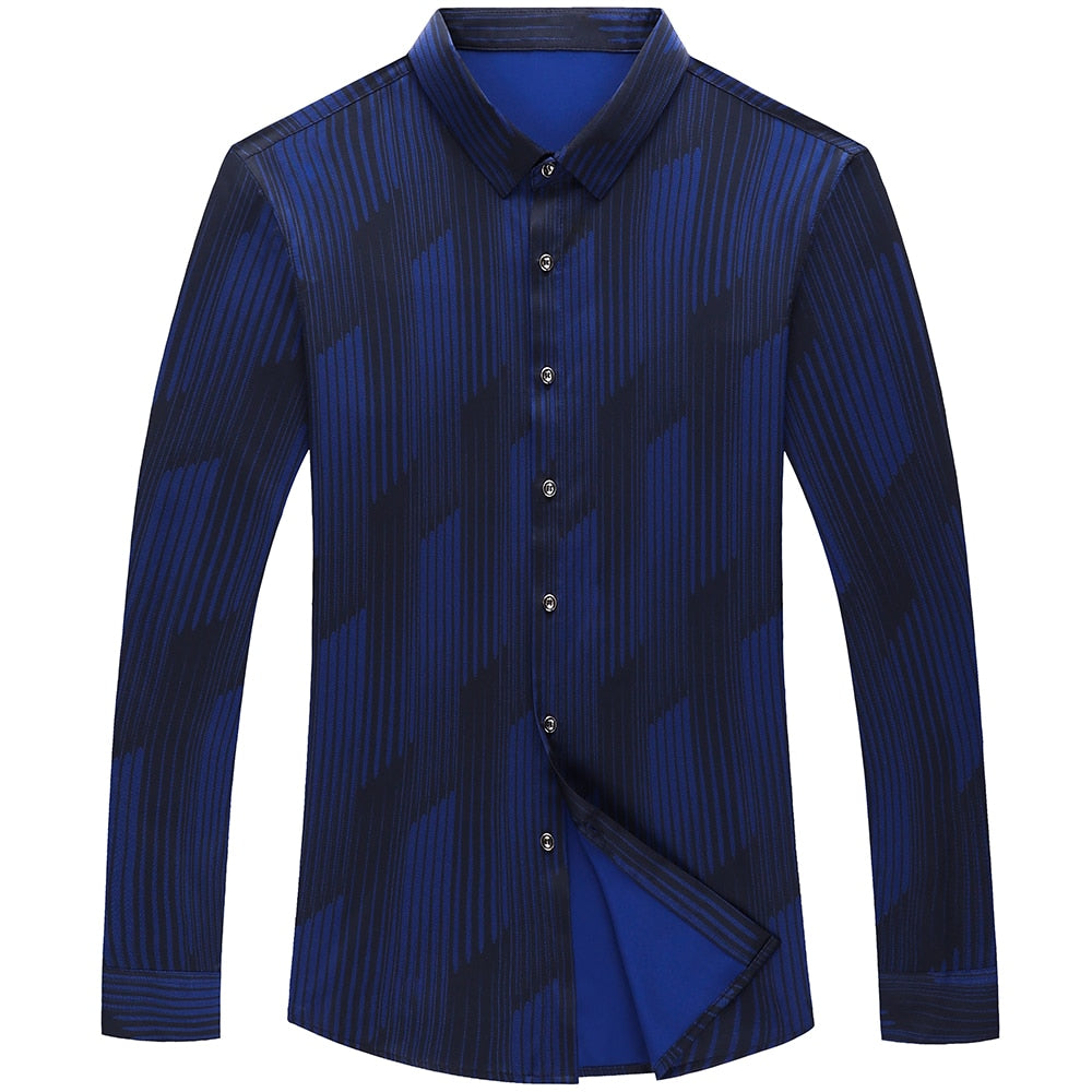 Long Sleeve Casual Gradient Stripes Pattern Shirt