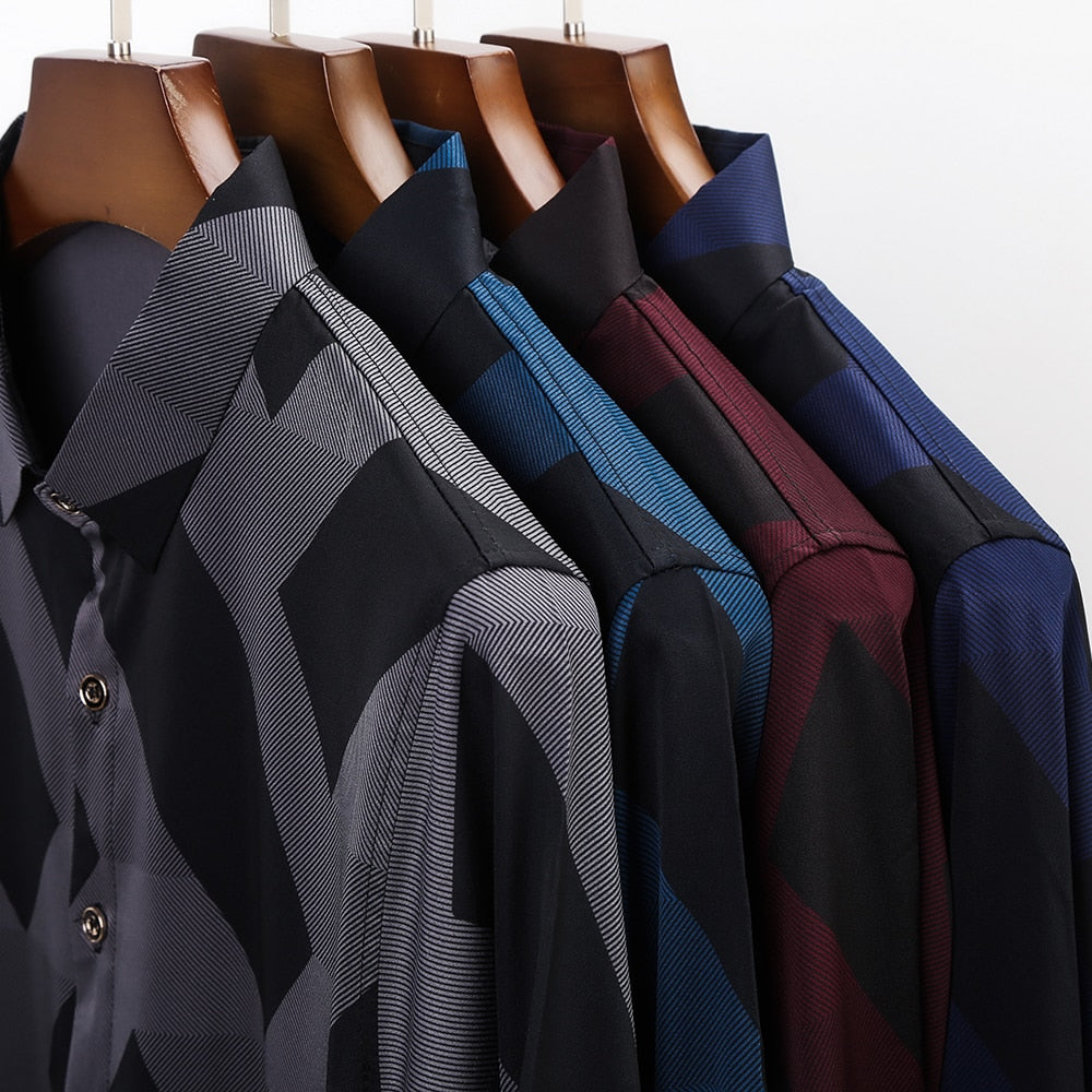 Diagonal Striped Pattern Long Sleeve Shirt