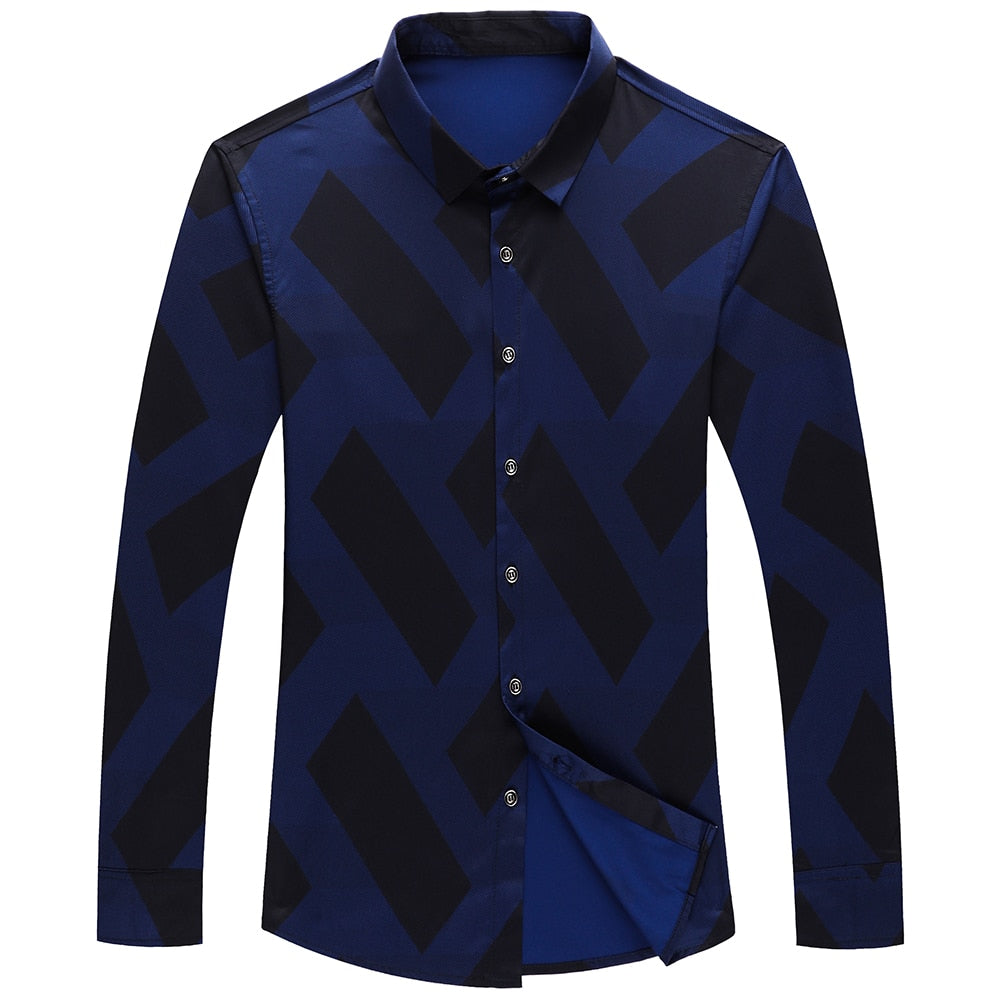 Diagonal Striped Pattern Long Sleeve Shirt