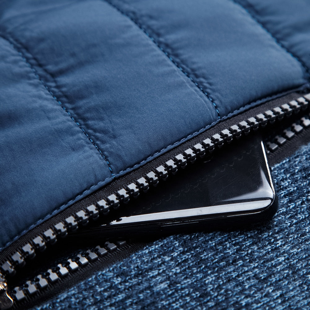 Knitted Monocolor Padded Cardigan Sweater