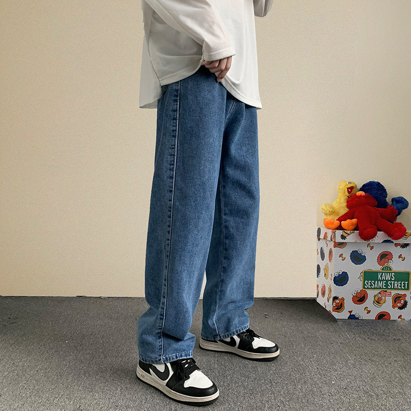 Solid Classic Straight Baggy Jeans