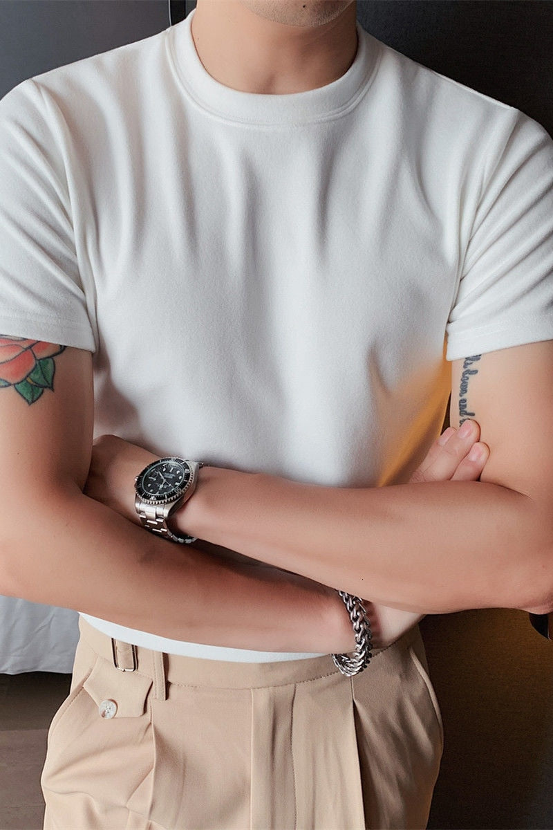 Autumn Solid Color Short Sleeve Slim Fit T-Shirt