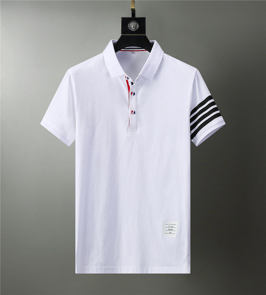 Striped Solid Cotton Polo Shirt