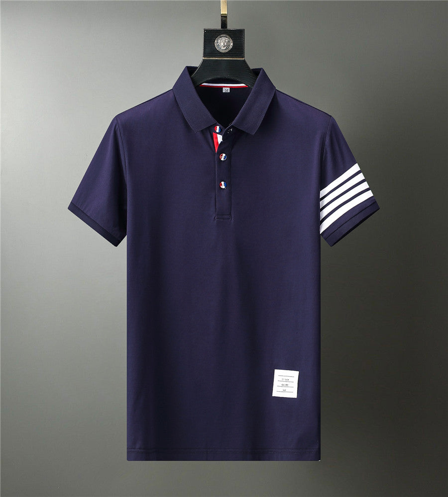Striped Solid Cotton Polo Shirt