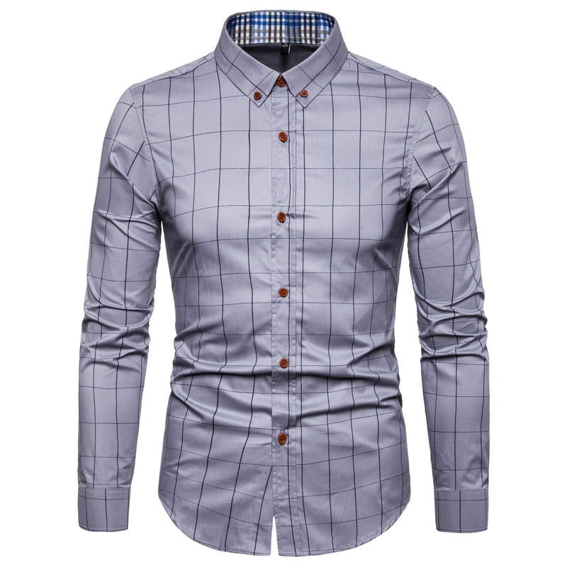Multicolor Plaid Pattern Long Sleeve Cotton Shirt