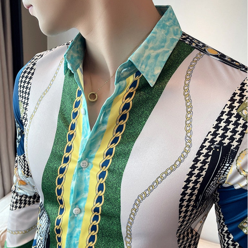 Green Bags Chain Printed Long Sleeve Shirt