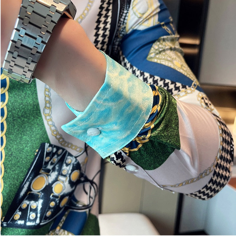 Green Bags Chain Printed Long Sleeve Shirt