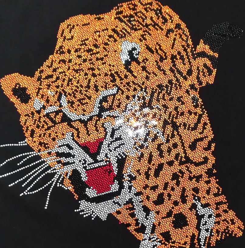 Prowling Tiger Rhinestone Design T-Shirt