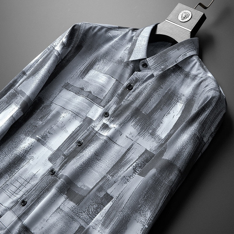 Irregular Colorful Brush Strokes Patterned Shirt