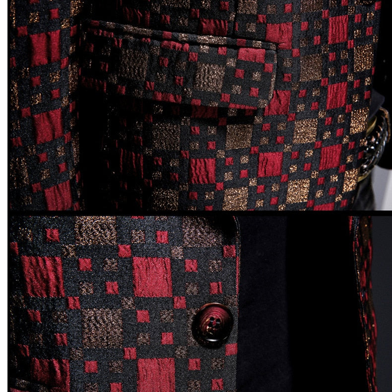 Lattice Grid Pattern Multicolor Blazer