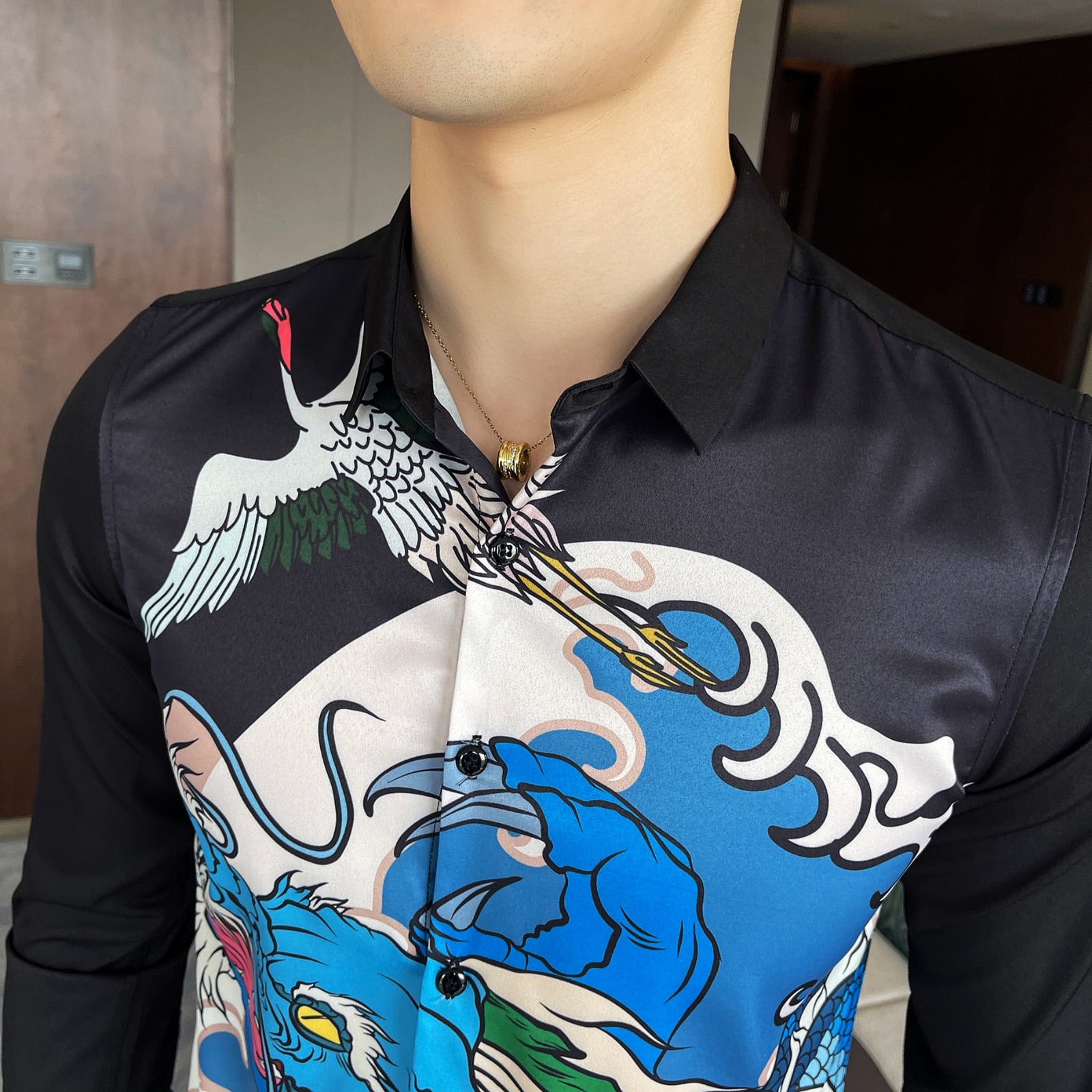 Blue Dragon Princess Printed Long Sleeve Shirt