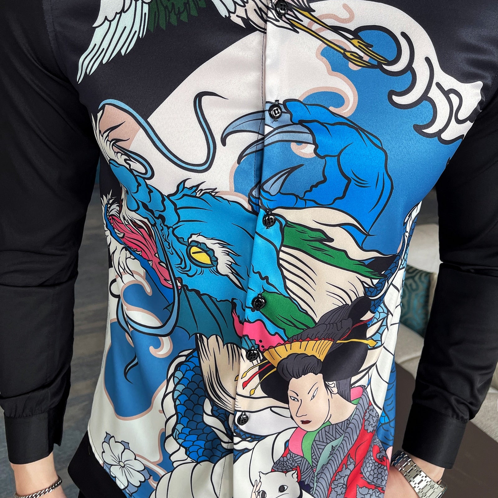 Blue Dragon Princess Printed Long Sleeve Shirt