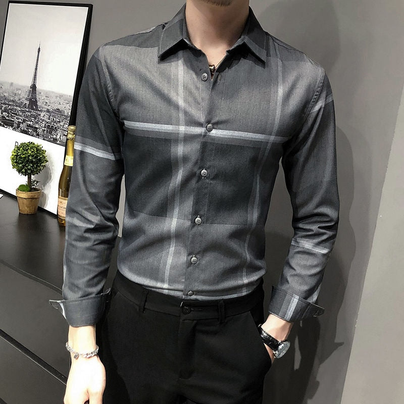 Plaid Pattern Pale Colored Long Sleeve Shirt