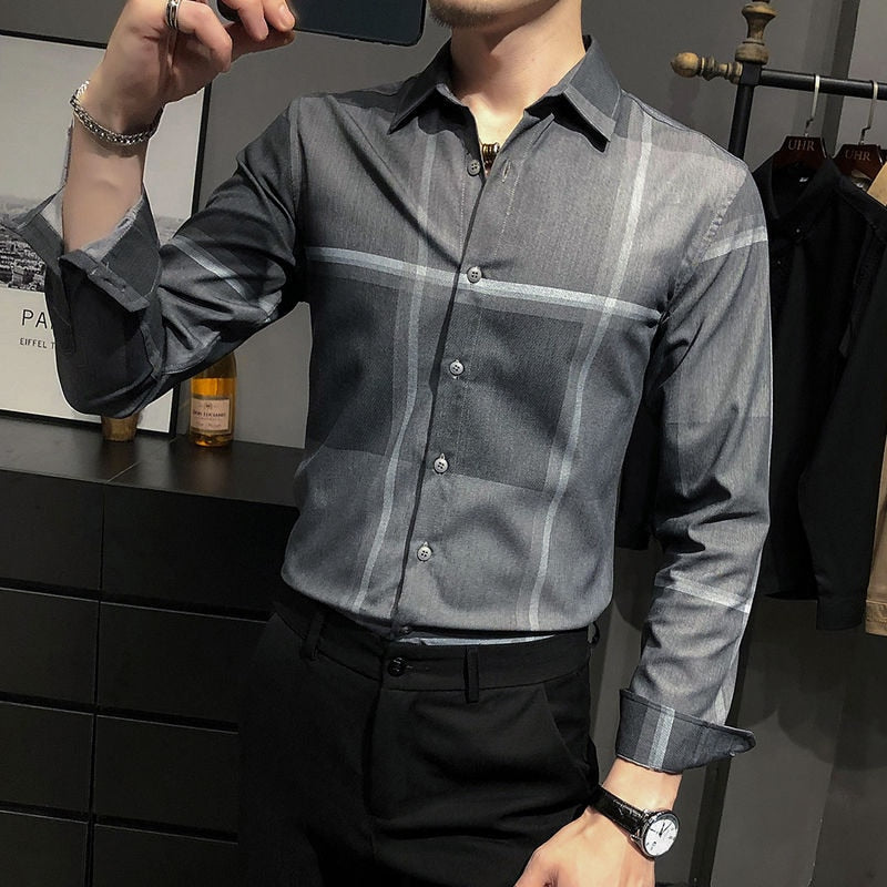 Plaid Pattern Pale Colored Long Sleeve Shirt