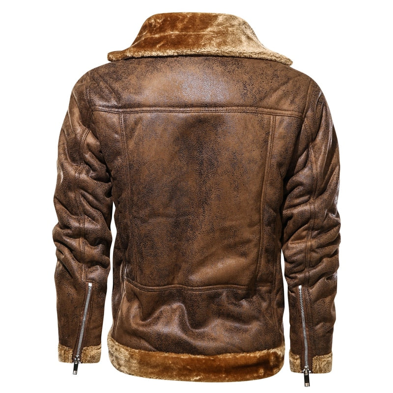 Winter Suede Leather Vintage Fur Jacket