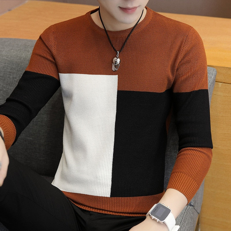 Asymmetric Solid Patchwork Design Sweater