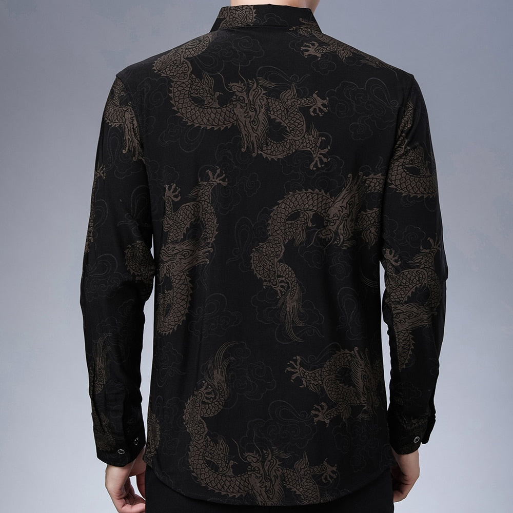 Dancing Dragon Printed Long Sleeve Shirt