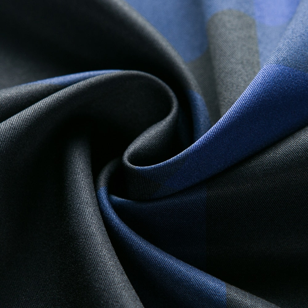 Black Based Monocolor Striped Pattern Long Sleeve Shirt