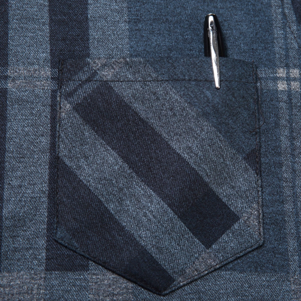 Plaid Big Striped Pattern Printed Long Sleeve Shirt