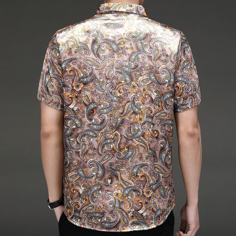 Paisley Floral Designer Printed Short Sleeve Shirt