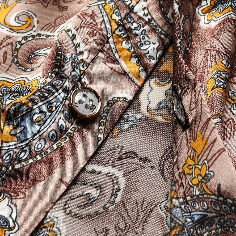 Paisley Floral Designer Printed Short Sleeve Shirt