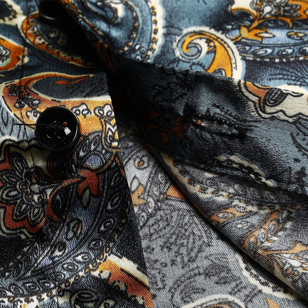Paisley Floral Designer Printed Short Sleeve Shirt