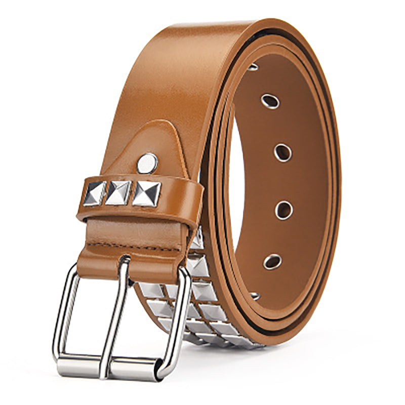 Square Rivet Decoration Leather Belt