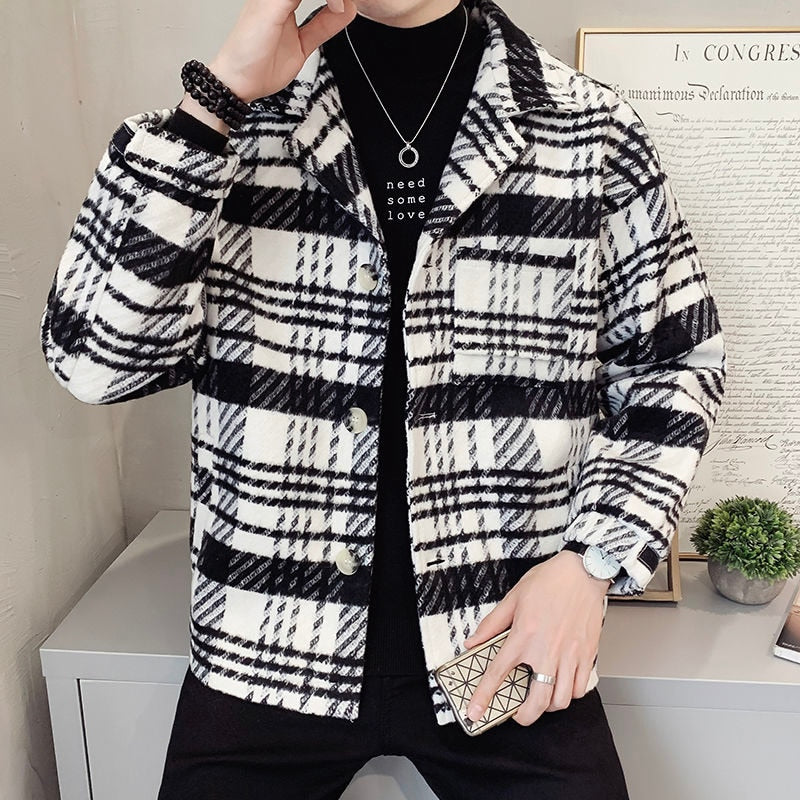 Monochrome Gingham Big Pocket Thick Jacket