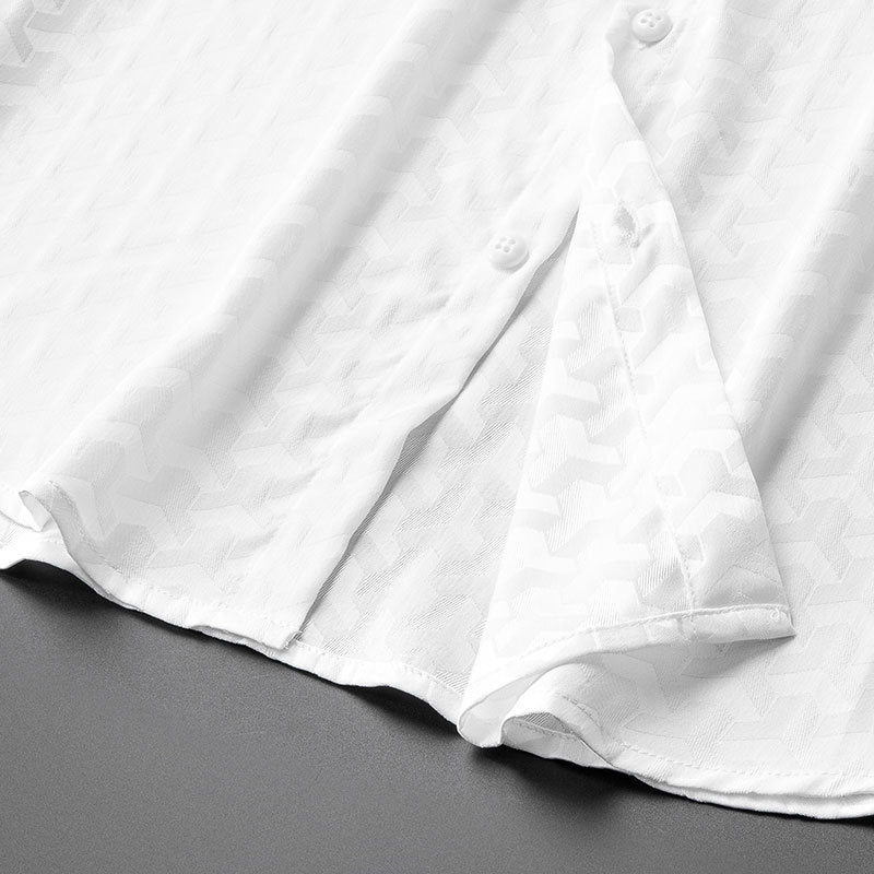 White Solid Jacquard Design Shirt