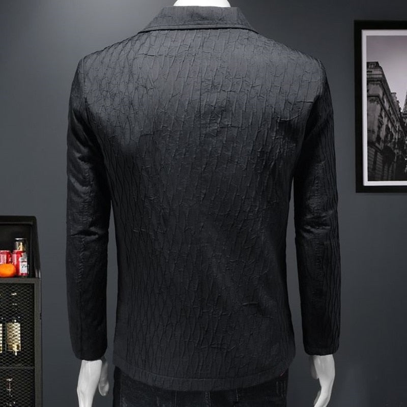 Jacquard Solid Black Color Blazer