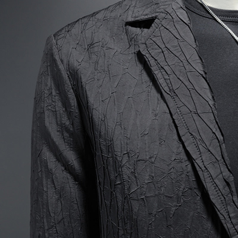 Jacquard Solid Black Color Blazer