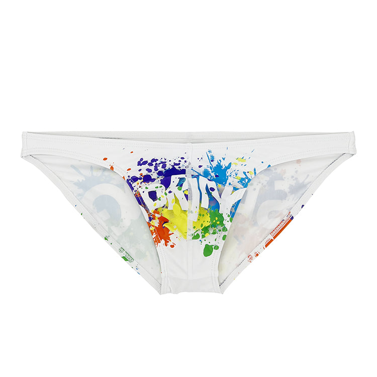 White Printed Low Waist Briefs