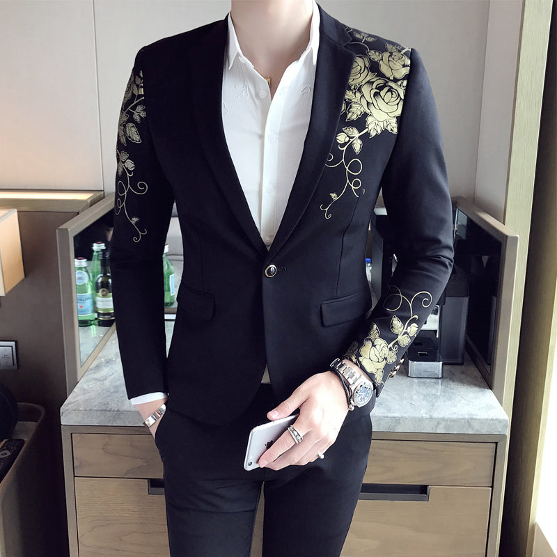 Lincoln Flower Gold Print Blazer