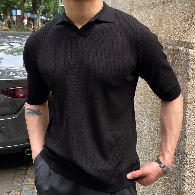 Solid Color Simple Short-Sleeved Polo Shirt