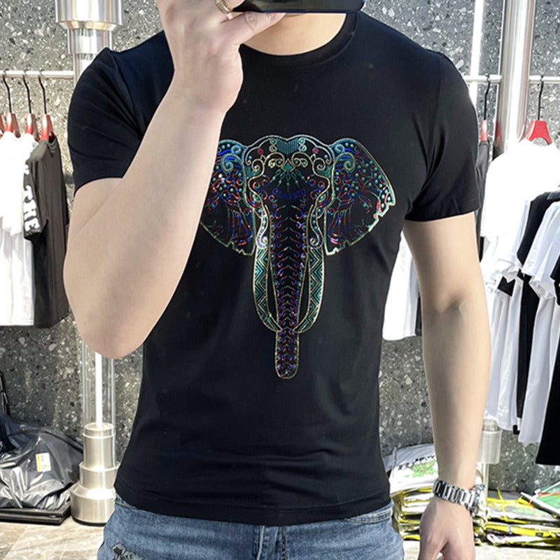 Elephant Color Rhinestones T-Shirt