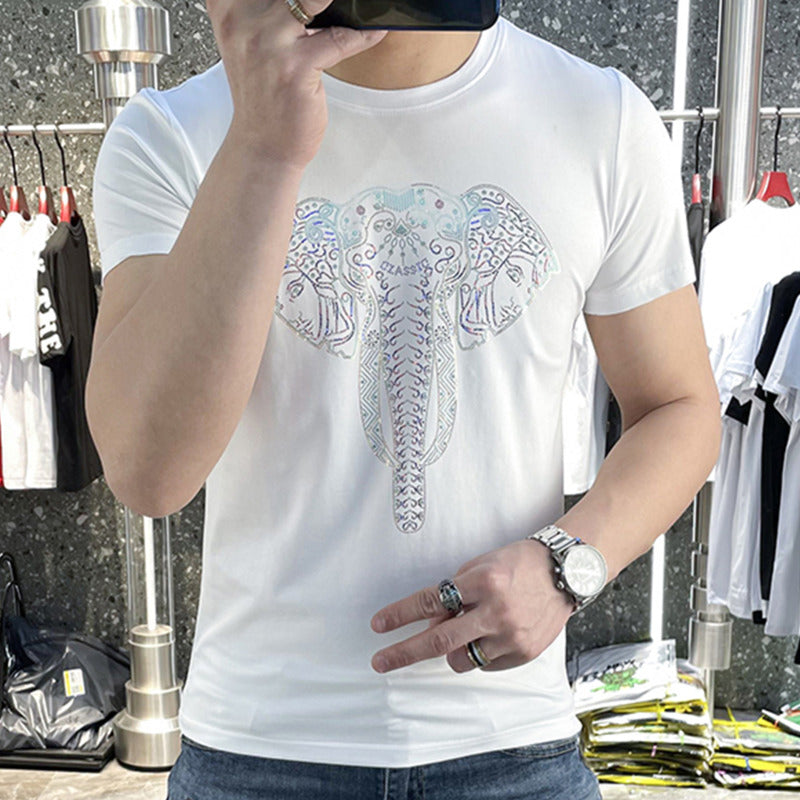 Elephant Color Rhinestones T-Shirt