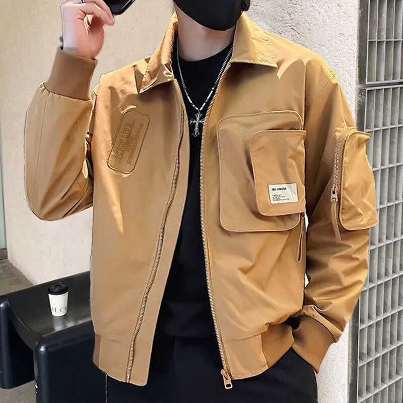 Streetwear Zipper 3D Pockets Bomber Jacket