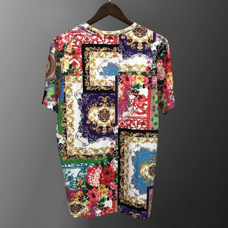 Baroque Floral Printing Short Sleeve T-Shirt
