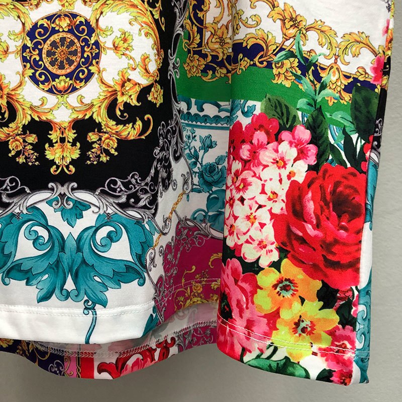 Baroque Floral Printing Short Sleeve T-Shirt